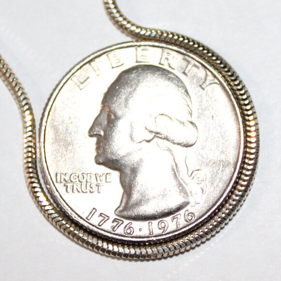 Sterling Silver Snake Chain Blue Glass Necklace - Picture 4 of 6